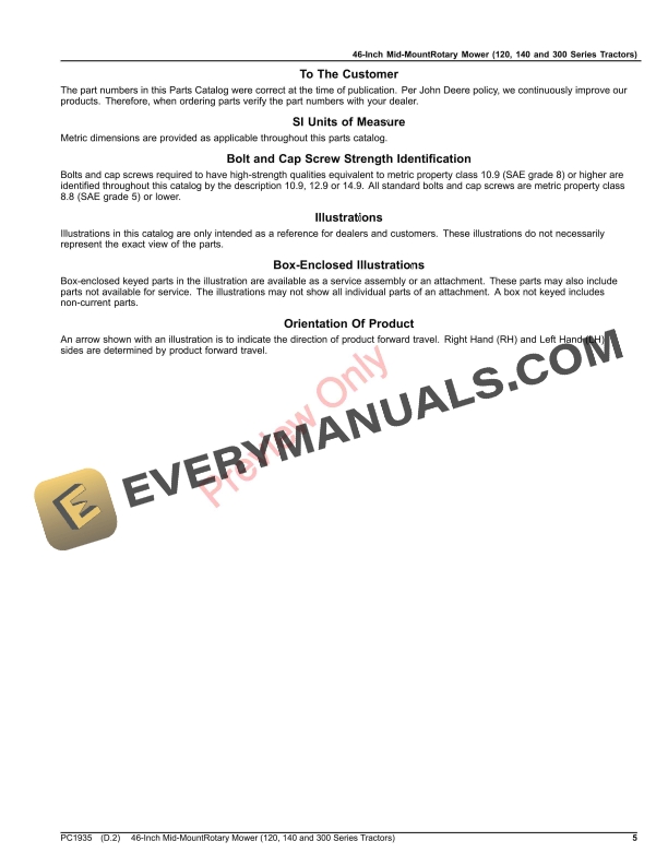 John Deere 46-Inch Mid-Mount Rotary Mower (120, 140 and 300 Series Tractors) Parts Catalog PC1935 27JUN23-5