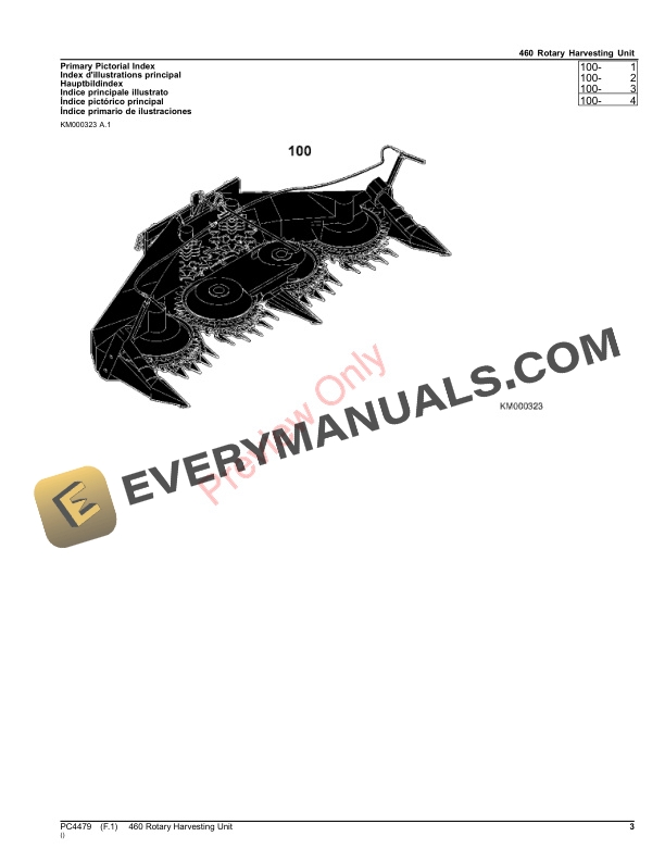 John Deere 460 Rotary Harvesting Unit Parts Catalog PC4479 24FEB21-3