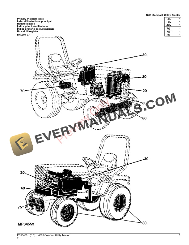 John Deere 4600 COMPACT UTILITY TRACTOR Parts Catalog PC10439 17OCT23 3