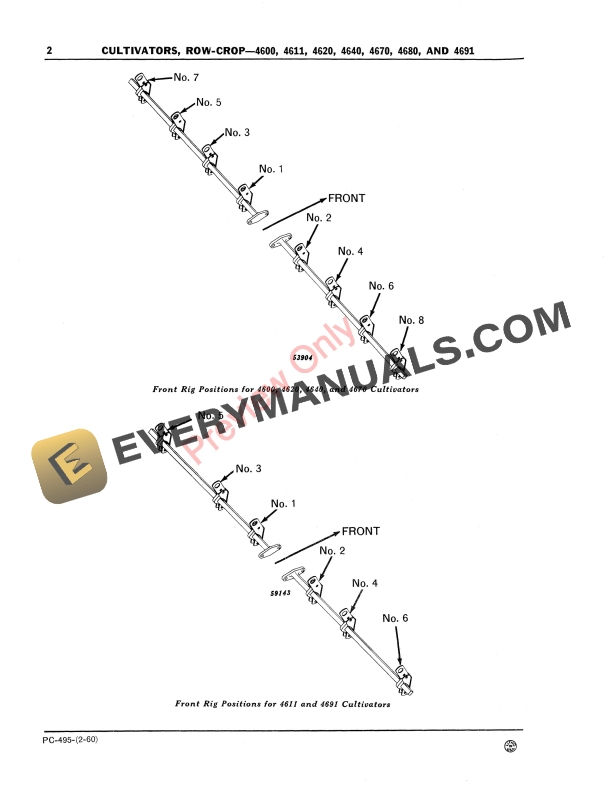 John Deere 4600 Series Row-Crop Cultivators Parts Catalog PC495 01DEC61-4