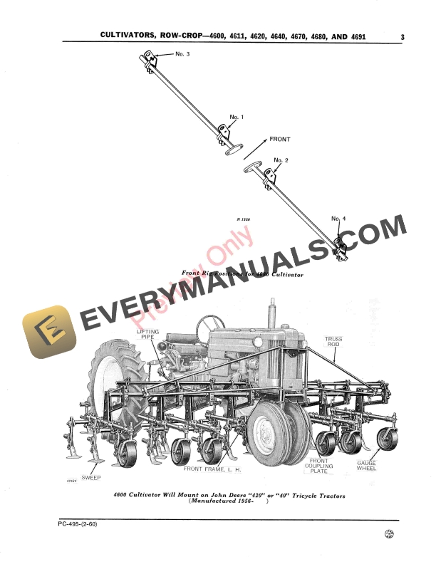 John Deere 4600 Series Row-Crop Cultivators Parts Catalog PC495 01DEC61-5