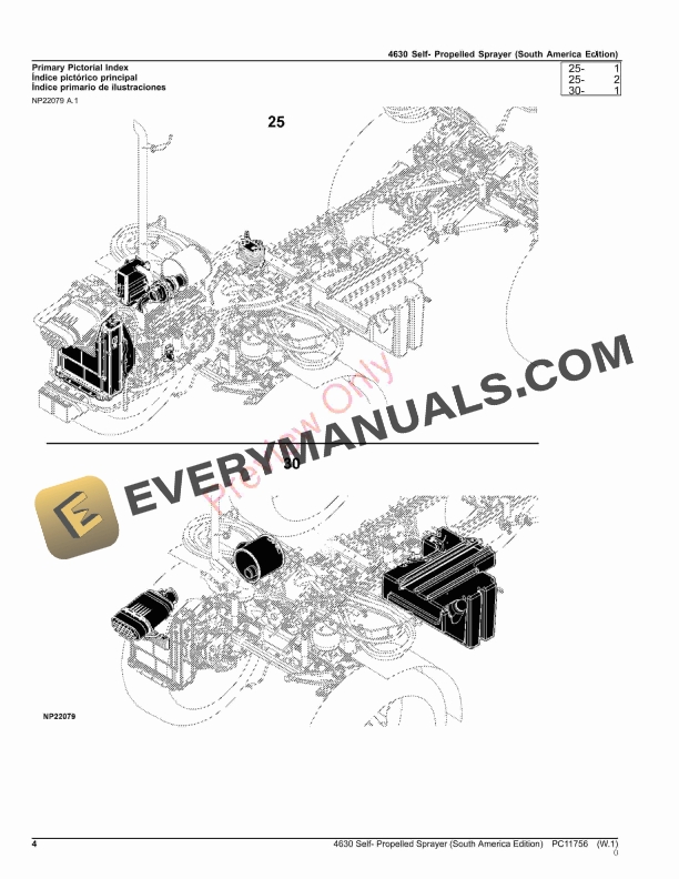 John Deere 4630 Self Propelled Sprayer Parts Catalog PC11756 18JUL23 4