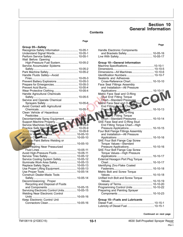 John Deere 4630 Self Propelled Sprayers Technical Manual TM106119 21DEC15 5