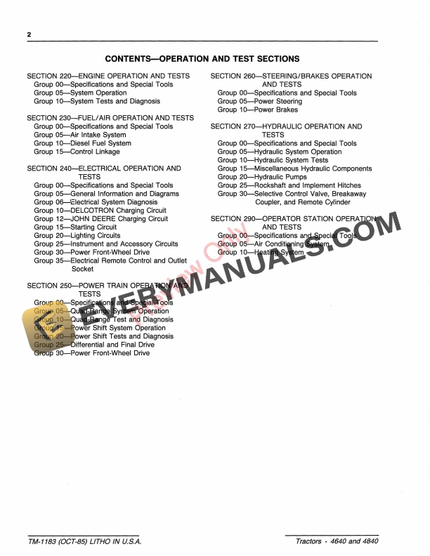 John Deere 4640 and 4840 Tractors Technical Manual TM1183 01NOV86 4