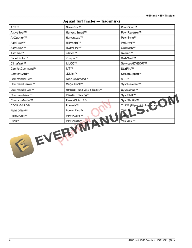 John Deere 4650 AND 4850 TRACTORS Parts Catalog PC1902 20JUL23-4