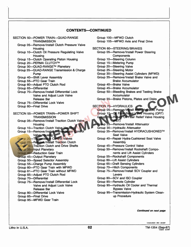 John Deere 4650 and 4850 Tractor Technical Manual TM1354 01SEP87 4