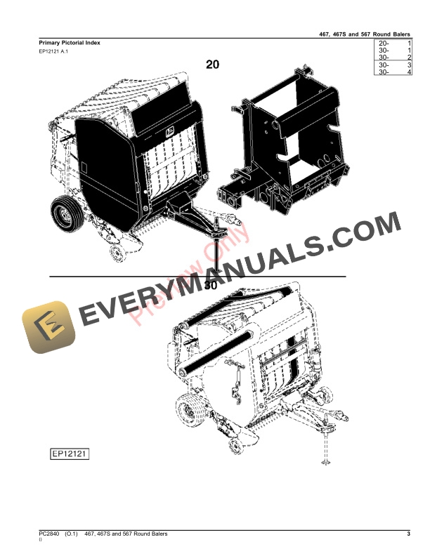 John Deere 467, 467S and 567 Round Balers Parts Catalog PC2840 12OCT23-3