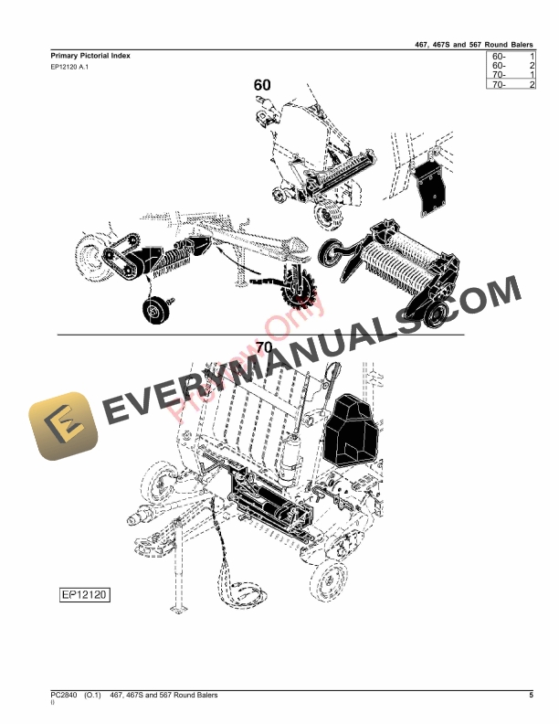 John Deere 467, 467S and 567 Round Balers Parts Catalog PC2840 12OCT23-5