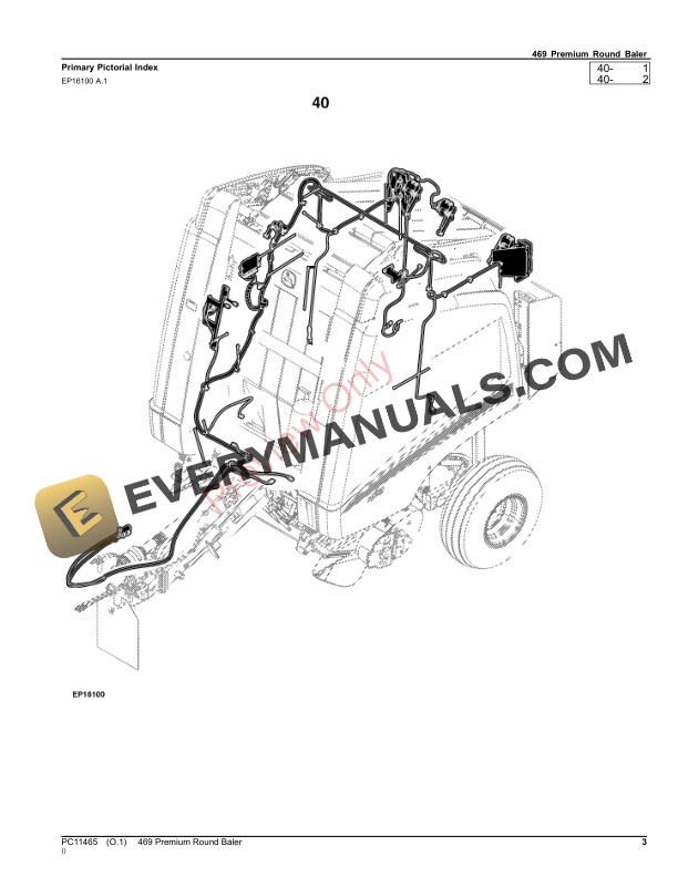 John Deere 469 Premium Round Baler Parts Catalog PC11465 24AUG23 3