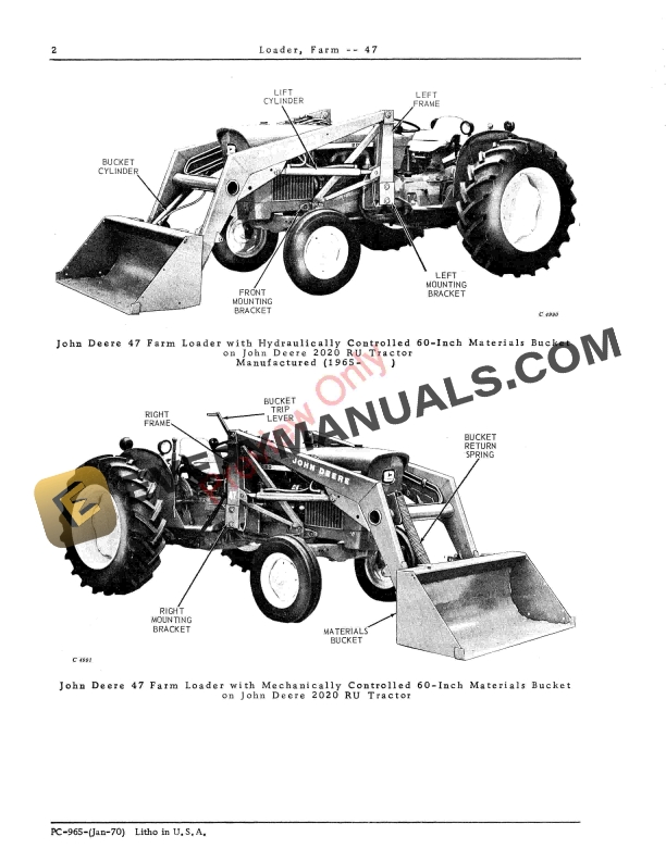 John Deere 47 Farm Loader Parts Catalog PC965 01JAN70-4