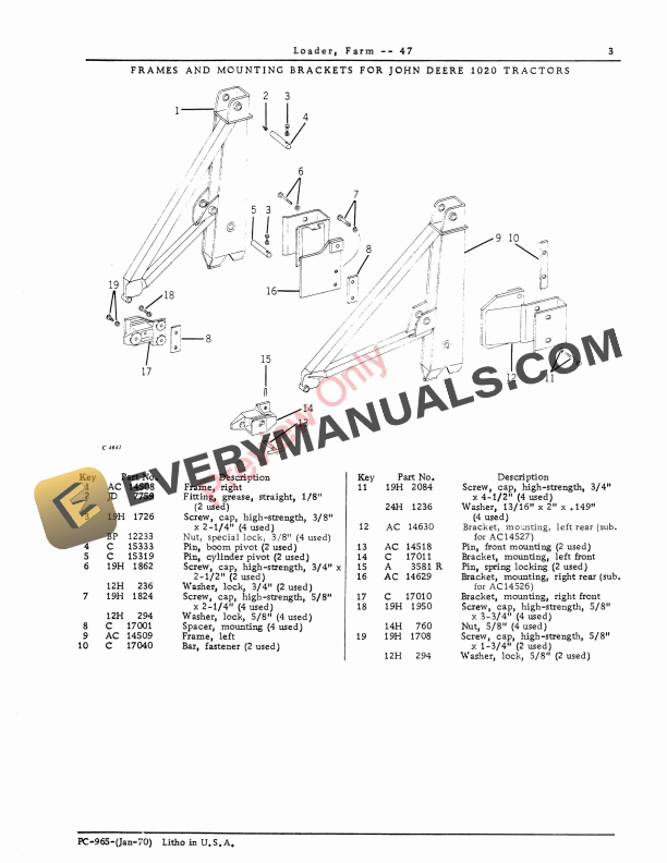 John Deere 47 Farm Loader Parts Catalog PC965 01JAN70-5
