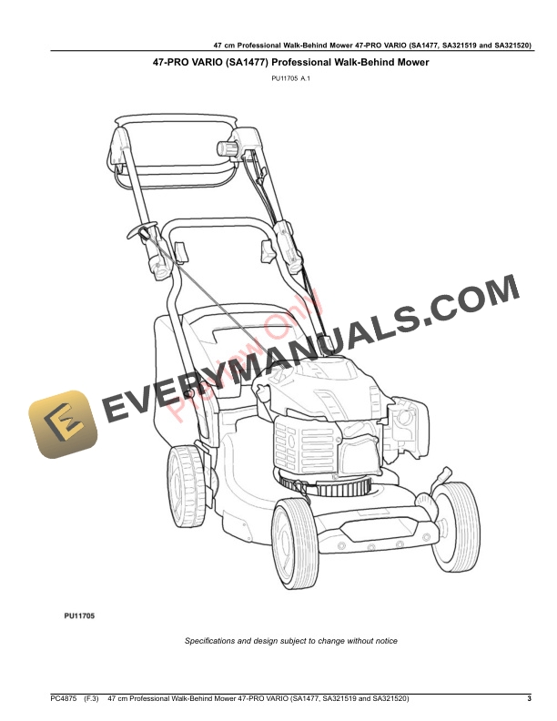 John Deere 47 cm Professional Walk-Behind Mower 47 Parts Catalog PC4875 31MAR20 4 John Deere 47 cm Professional Walk-Behind Mower 47 Parts Catalog PC4875 31MAR20-3
