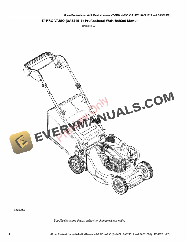 John Deere 47 cm Professional Walk-Behind Mower 47 Parts Catalog PC4875 31MAR20 5 John Deere 47 cm Professional Walk-Behind Mower 47 Parts Catalog PC4875 31MAR20-4