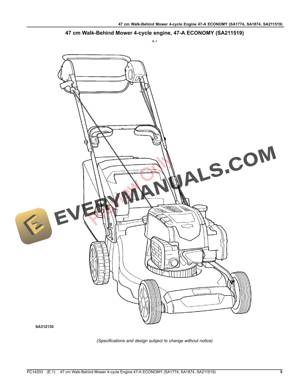 John Deere 47 cm Walk-Behind Mower 4-cycle Engine 47 Parts Catalog PC14203 13JUL20 6 John Deere 47 cm Walk-Behind Mower 4-cycle Engine 47 Parts Catalog PC14203 13JUL20-5