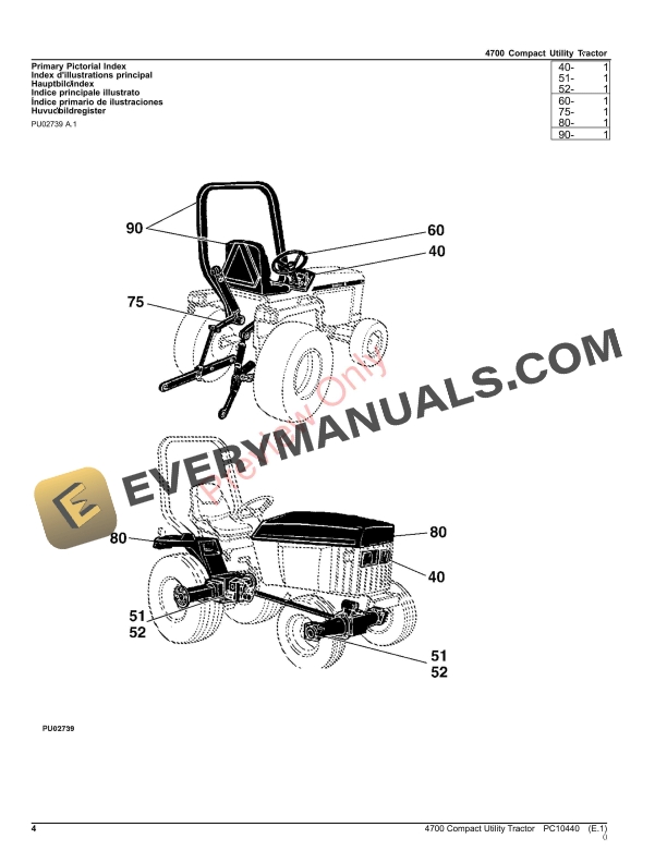 John Deere 4700 COMPACT UTILITY TRACTOR Parts Catalog PC10440 17OCT23 4