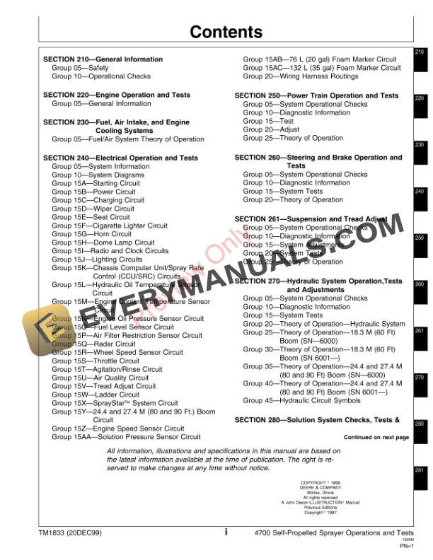 John Deere 4700 Self Propelled Sprayer Technical Manual TM1833 20DEC99 3