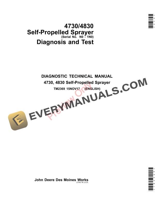 John Deere 4730 and 4830 Self-Propelled Sprayers Diagnostic Technical Manual TM2369 15NOV17-1