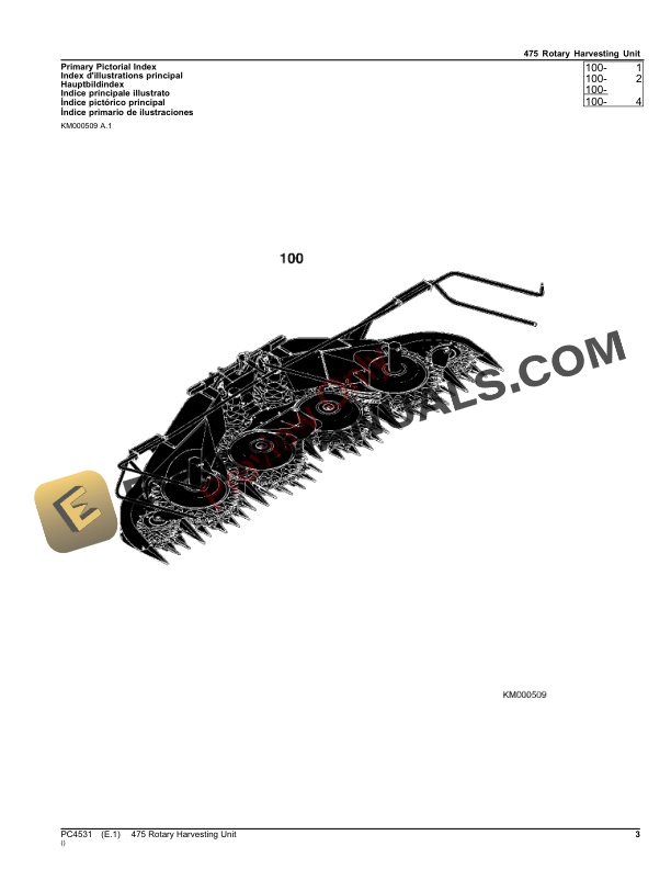 John Deere 475 Rotary Harvesting Unit Parts Catalog PC4531 27SEP21-3