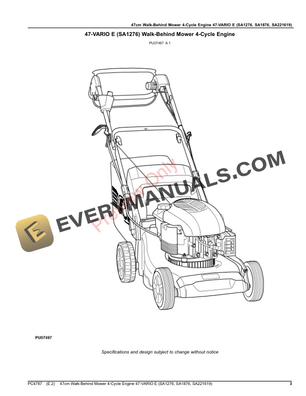 John Deere 47cm Walk-Behind Mower 4-Cycle Engine 47 Parts Catalog PC4787 19JUN19-3