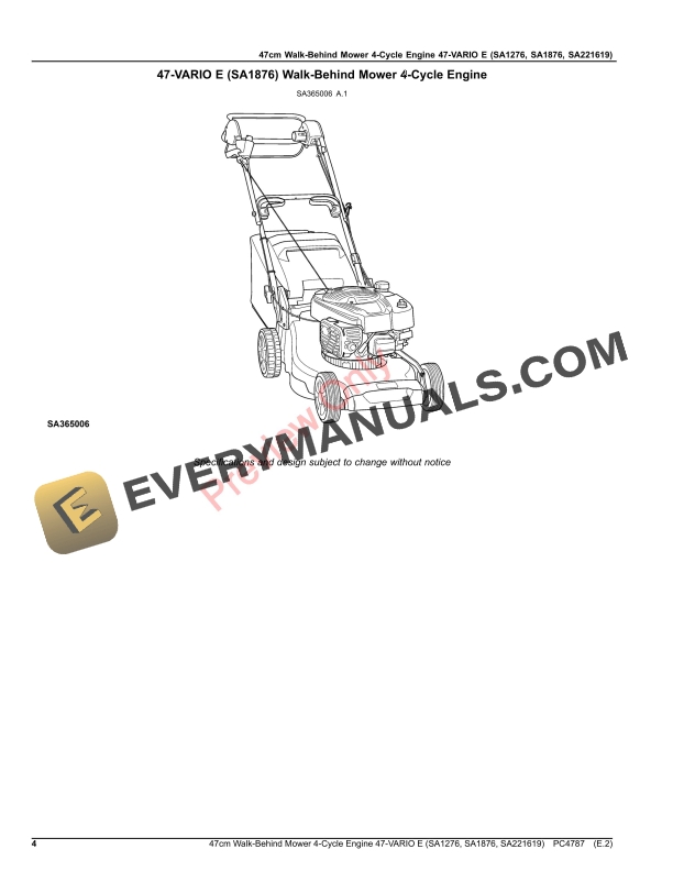 John Deere 47cm Walk-Behind Mower 4-Cycle Engine 47 Parts Catalog PC4787 19JUN19-4
