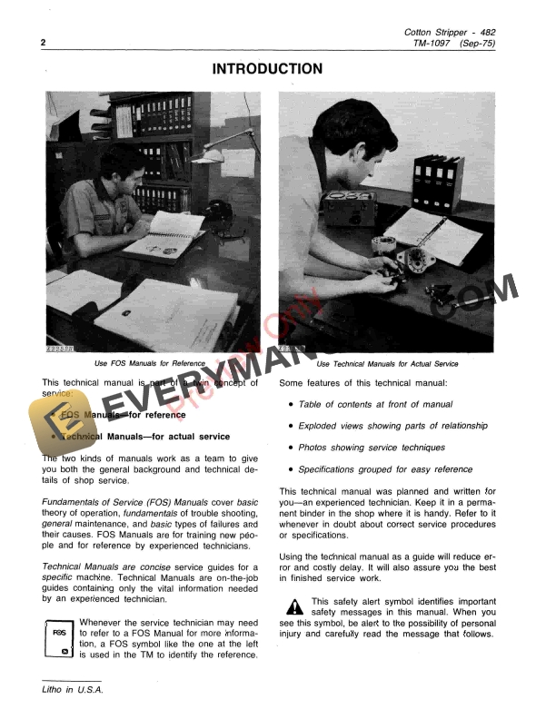 John Deere 482 Cotton Stripper Technical Manual TM1097 01SEP75 4