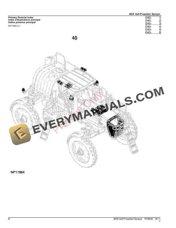 John Deere 4830 Self-Propelled Sprayer Parts Catalog PC9648 30SEP23-4