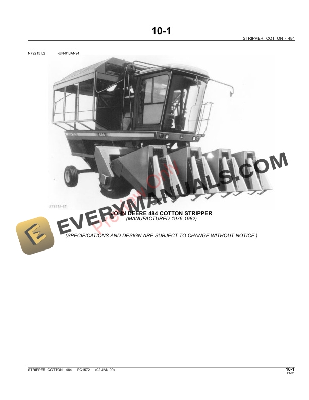 John Deere 484 Cotton Stripper Parts Catalog PC1572 31MAY11-3