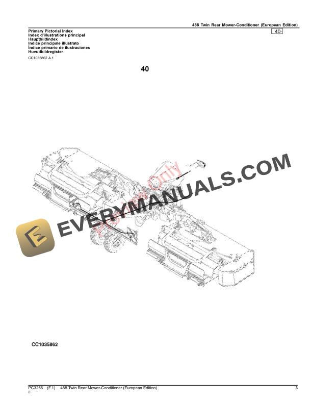 John Deere 488 Twin Rear Mower Conditioner Parts Catalog PC3266 28OCT23-3