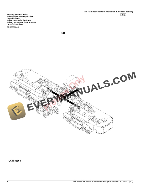 John Deere 488 Twin Rear Mower Conditioner Parts Catalog PC3266 28OCT23-4