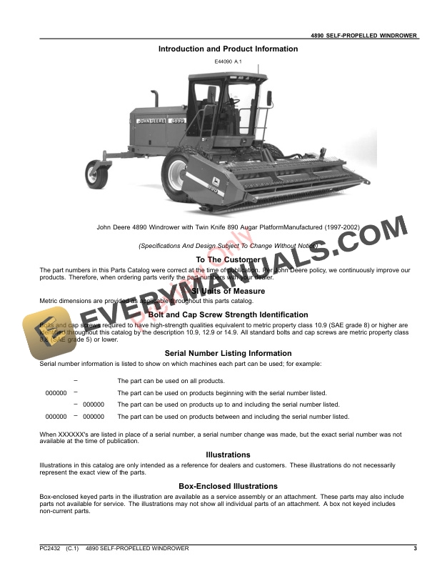 John Deere 4890 SELF-PROPELLED WINDROWER Parts Catalog PC2432 18JUL23-3