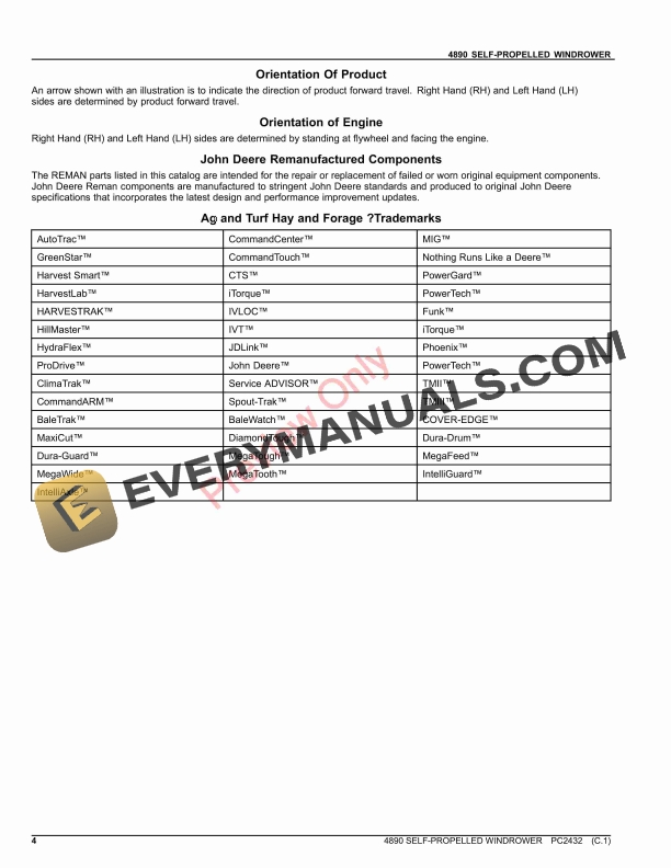 John Deere 4890 SELF-PROPELLED WINDROWER Parts Catalog PC2432 18JUL23-4