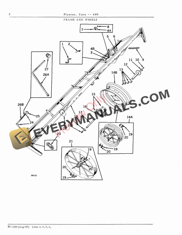 John Deere 490 Corn Planter Parts Catalog PC118 01AUG67 4