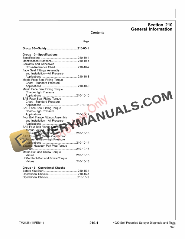John Deere 4920 Self Propelled Sprayer Technical Manual TM2125 11FEB11 5