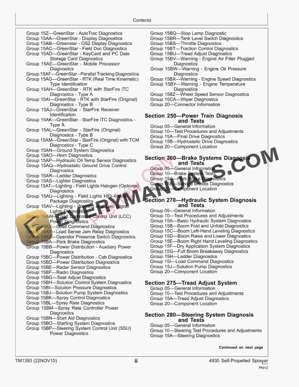 John Deere 4930 Self Propelled Sprayer Technical Manual TM1393 22NOV10 4