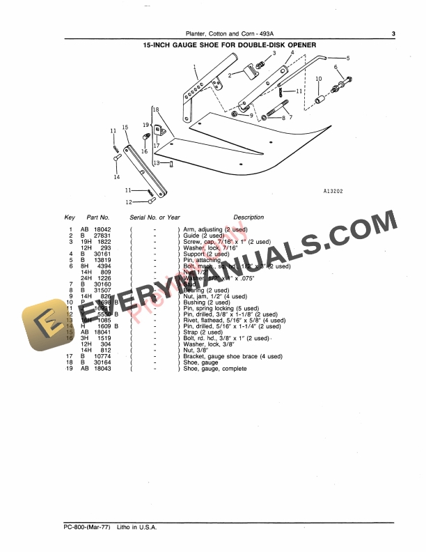 John Deere 493A Cotton and Corn Planter Parts Catalog PC800 01MAR77-5