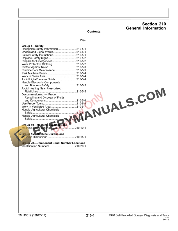 John Deere 4940 Self-Propelled Sprayers Diagnostic Technical Manual TM113519 13NOV17 7 John Deere 4940 Self Propelled Sprayers Diagnostic Technical Manual TM113519 13NOV17 5