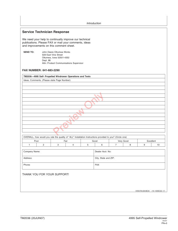 John Deere 4995 Self Propelled Windrower Technical Manual TM2036 20JUN07 3
