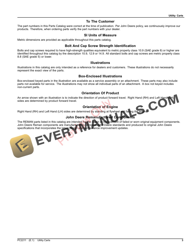 John Deere 5, 7, 10, 15, 8HD, AMT II Utility Carts and 21 Wide Utility Trailer Parts Catalog PC2211 21APR21-3