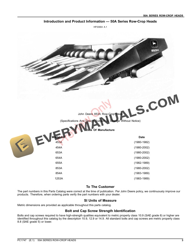 John Deere 50 AND 50A SERIES ROW-CROP HEADS Parts Catalog PC1747 07MAY21-3