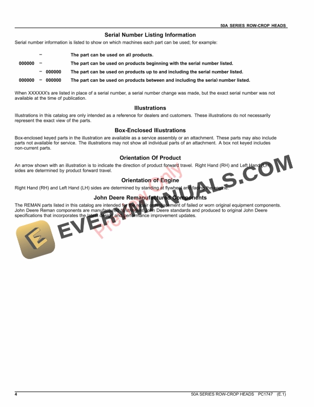 John Deere 50 AND 50A SERIES ROW-CROP HEADS Parts Catalog PC1747 07MAY21-4