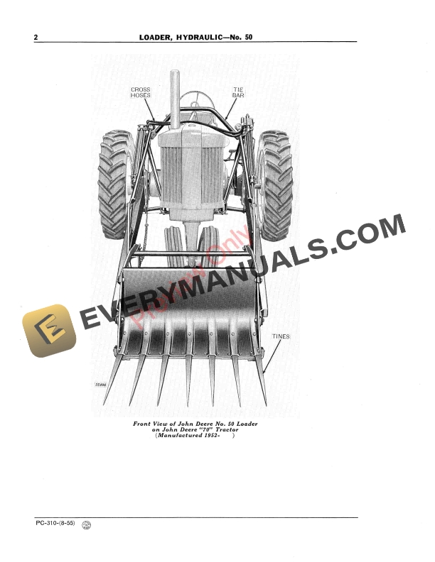 John Deere 50 Hydraulic Loader Parts Catalog PC310 01AUG55-4