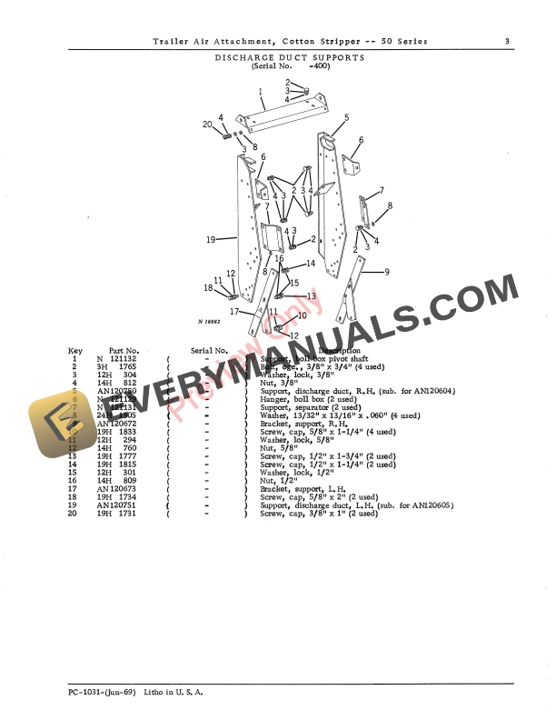John Deere 50 Series Cotton Stripper Trailer Air Attachment Parts Catalog PC1031 01JUN69 5