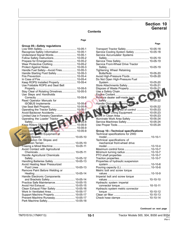 John Deere 500, 504, B550 and B554 Tractors - Technical Manual TM701519 01MAY13 7 John Deere 500 504 B550 and B554 Tractors Technical Manual TM701519 01MAY13 5