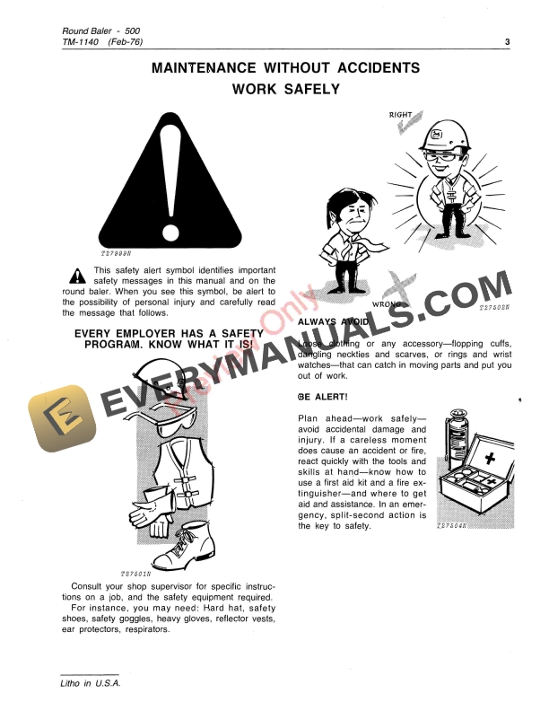 John Deere 500 Round Baler Technical Manual TM1140 01FEB76 5
