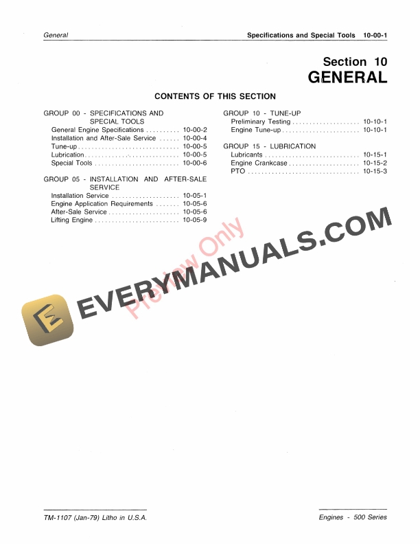 John Deere 500 Series Engines - 6531, 6531A, 6619A Technical Manual TM1107 01JAN79 6 John Deere 500 Series Engines 6531 6531A 6619A Technical Manual TM1107 01JAN79 5