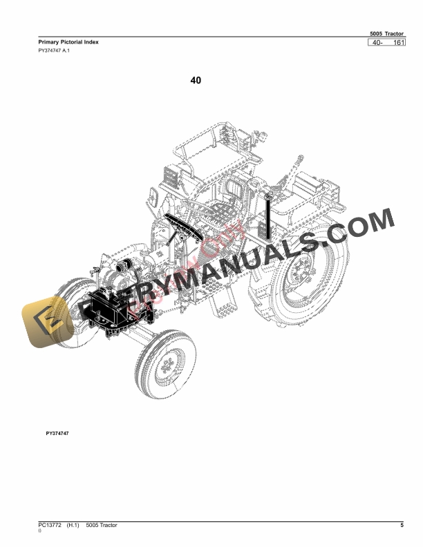 John Deere 5005 Tractor Parts Catalog PC13772 10SEP23-5