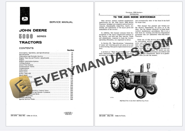 John Deere 5000 Series Tractors Service Manual SM2040 01MAR66 5 John Deere 5000 Series Tractors Service Manual SM2040 01MAR66 - Image 3