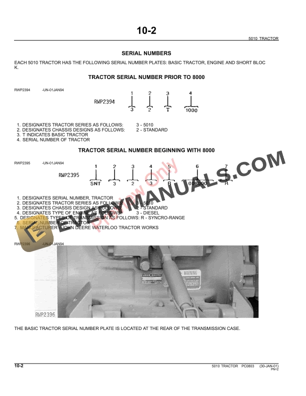 John Deere 5010 Tractor Parts Catalog PC0803 11MAY11 4