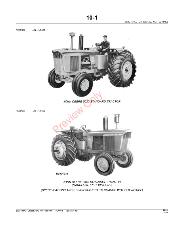 John Deere 5020 Tractor Parts Catalog PC0978 16MAY11 3