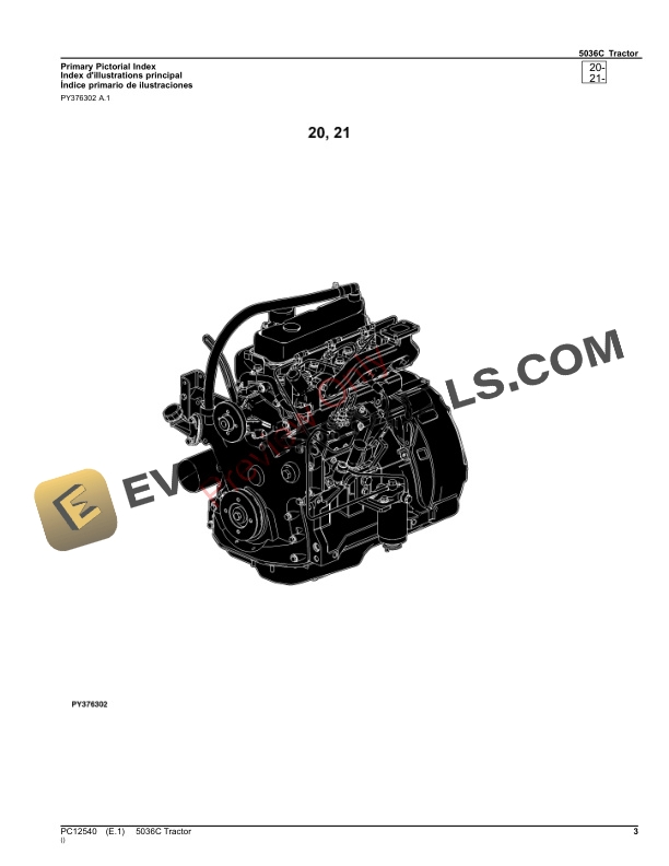 John Deere 5036C Tractor Parts Catalog PC12540 10SEP23-3